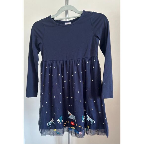 Hanna Andersson Other - Hanna Andersson Dress Tulle Blue Unicorn Ballerina Long Sleeve Size 8